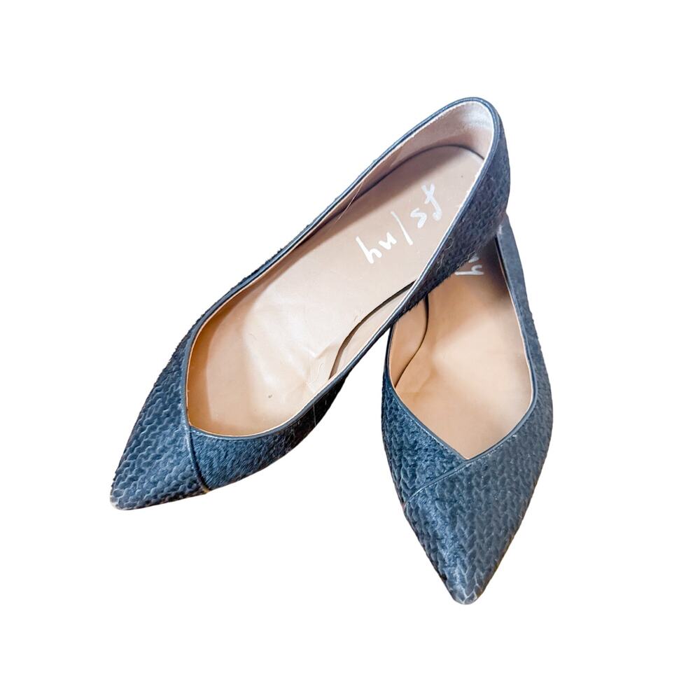 FS/NY black pointed animal skin textured flats